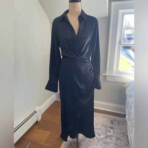 Mika Mae Navy Satin Dress